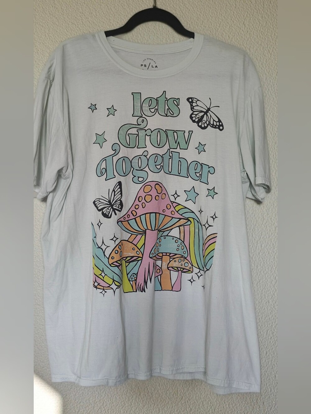 PS/ LA "Lets Grow Together" Pastel Graphic Tee -Light Mint OS